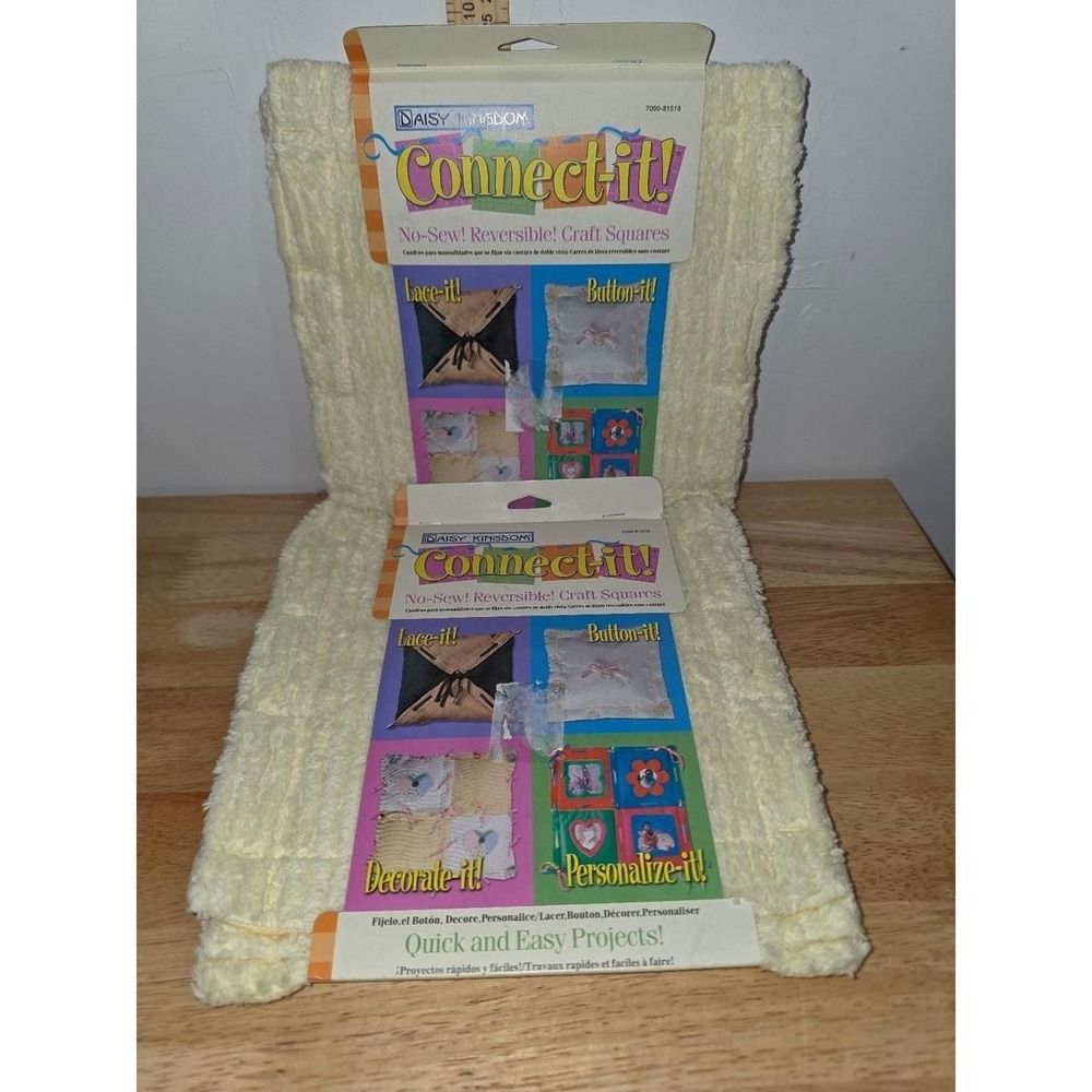 New Daisy Kingdom Connect-It! No-Sew Reversible Craft Squares yellow Chenille